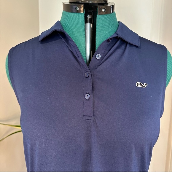 Vineyard Vines Womens Sleeveless Solid Jersey Collared Polo Shirt XL - Picture 2 of 9